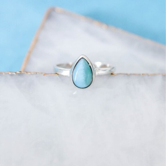 Mesa Ring Larimar Womens Silver Boho Bohemian Gypsy Dainty Gift  Present Holiday - Picture 12 of 15